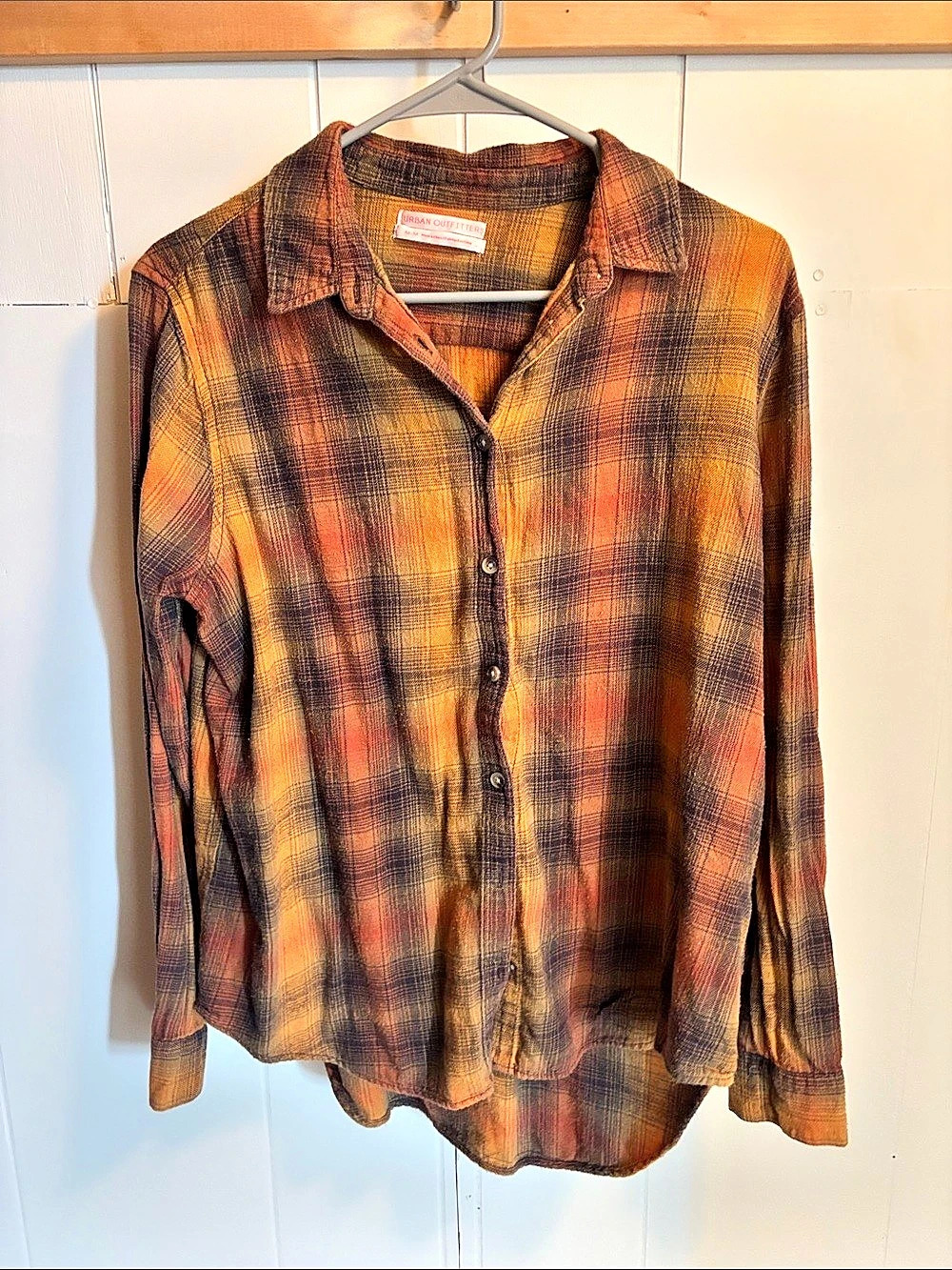 Urban Outfitters Plaid Button Down Shirt in Brown & Orange Size Medium